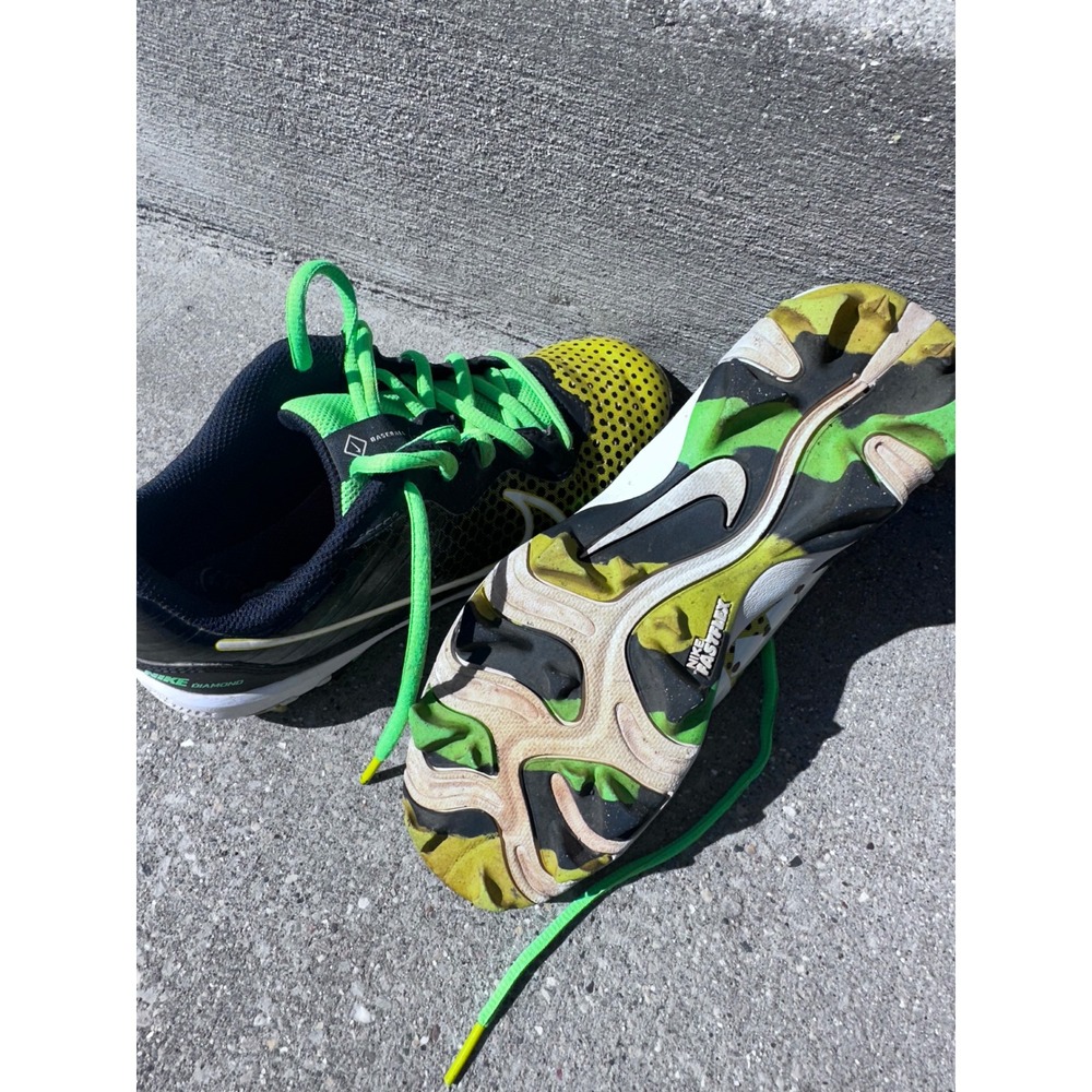 Nike Alpha Huarache NXT Kids Baseball Cleats Electric Green Black 4Y - Picture 2 of 5
